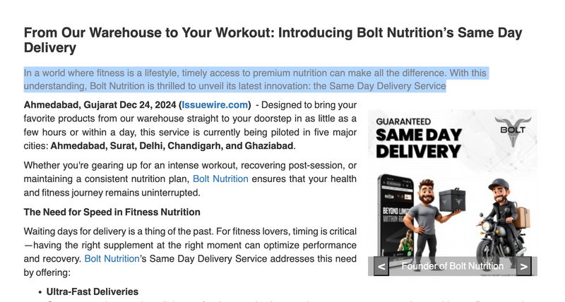 From Our Warehouse to Your Workout: Introducing Bolt Nutrition’s Same Day Delivery
